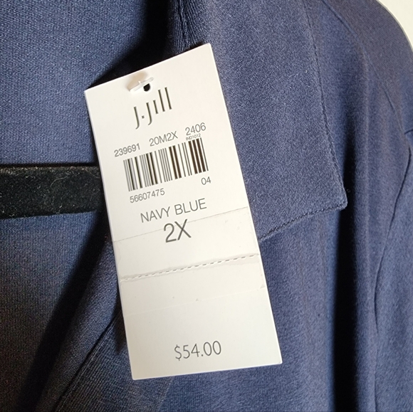 NWT J. Jill Fit Cotton Stretch Navy Blue Polo Short Sleeve Shirt Size 2X - Picture 4 of 13